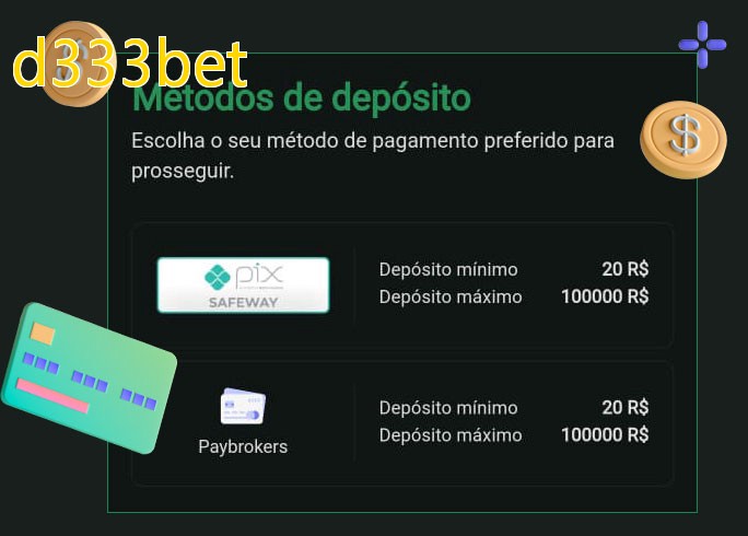 O cassino d333betbet oferece uma grande variedade de métodos de pagamento